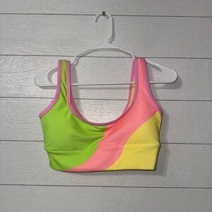 NEW LainSnow Kiawah Wave Print Bikini Top Sherbet Size Small